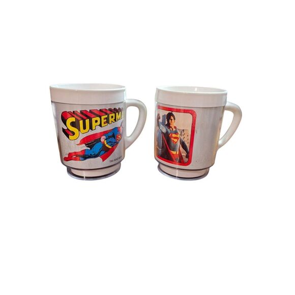 Dawn DC Comic SUPERMAN 1978 Christopher Reeve Plastic Insulated Cup Mug set 2 Tw - Picture 2 of 8